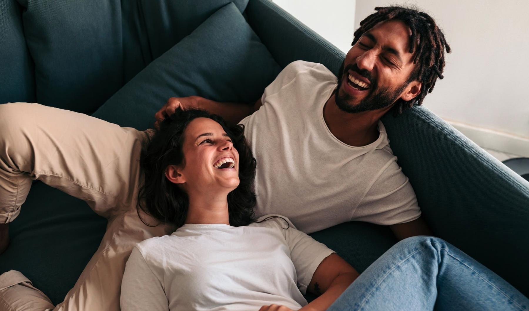 a man and woman laughing